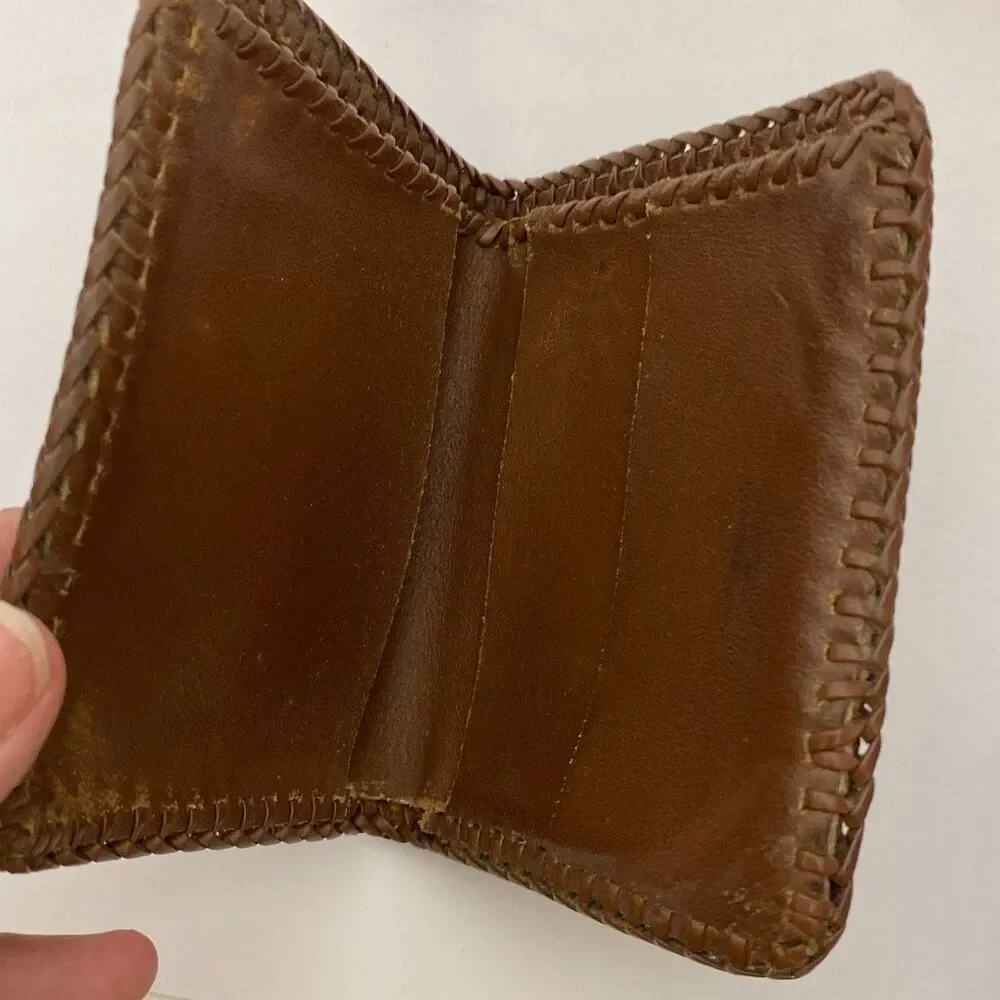 W.M. Vintage Men's Brown‎ Hand-Tooled Freemasonry HandCrafted  Billfold Wallet